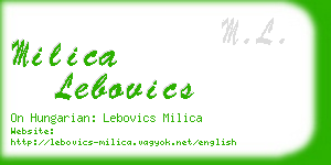 milica lebovics business card